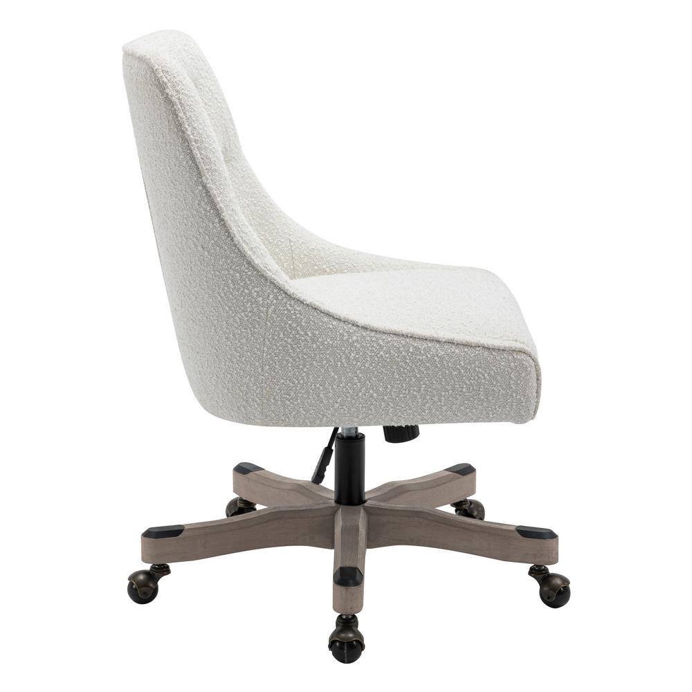 Tindal High Back White Boucle Fabric Swivel Office Chair