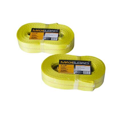 2 in. x 20 ft. x 10,000 lbs. Vehicle Recovery Tow Strap (2-Pack)
