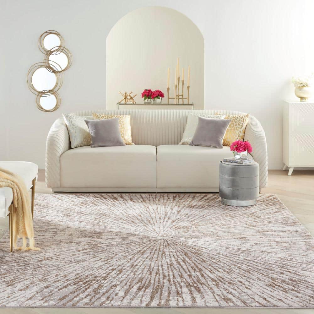 Gray and Gold Abstract 8' x 10' Synthetic Area Rug