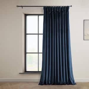 Eternal Blue Heritage Plush Velvet Extrawide Room Darkening Rod Pocket Curtain 100 in. W x 120 in. L (1 Panel)