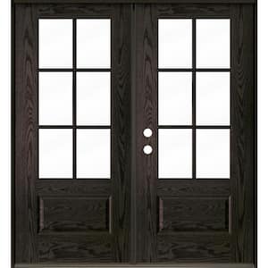 Farmhouse 72 in. x 80 in. 6-Lite Right-Active/Inswing Clear Glass Baby Grand Stain Double Fiberglass Prehung Front Door