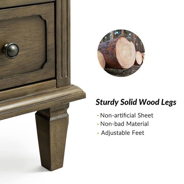 JAYDEN CREATION Juiien Traditional Farmhouse Solid Wood 2 Drawers