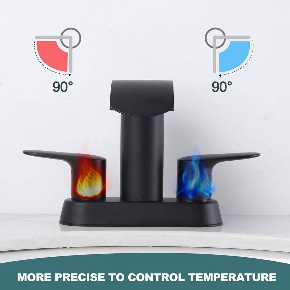 Matte Black Double Handle Waterfall Bathroom Faucet with Pop-up Drain Kit