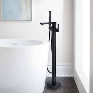 Single Handle Floor Mounted Bath Tub Faucet, Freestanding in Matte Black