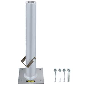 Umbrella Base 6 in. x 6 in. Base 18.5 in. Height Pipes 2 in 1 Heavy-Duty Aluminum Patio Umbrella Base in Silver