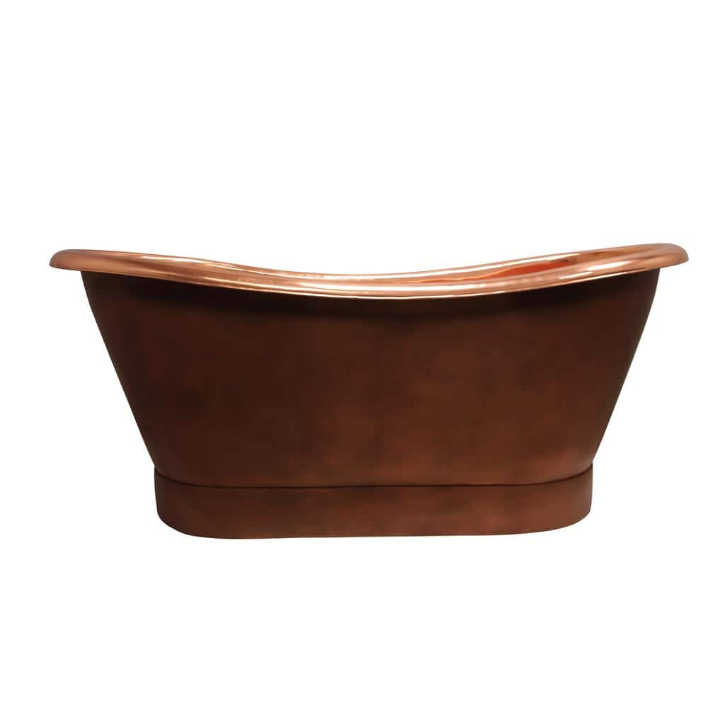 Luxurious Copper Clawfoot Double Slipper Freestanding Bathtub