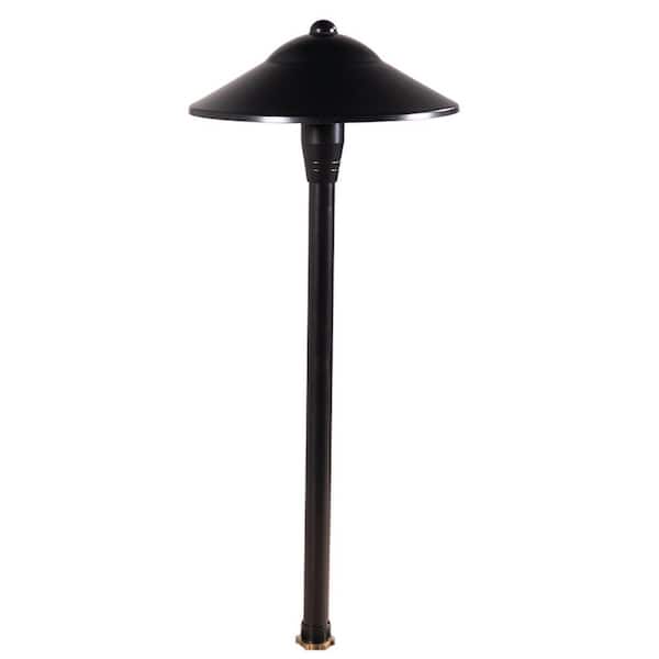 Low Voltage Black Hardwired Brass Wide Path Light with 2W LED Bulb & Stake