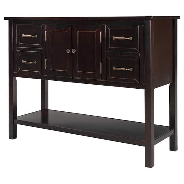 Z-joyee 43 in. Wide Modern Espresso Wood Storage Cabinets with 4-Drawers, 1-Cabinet and 1-Shelf