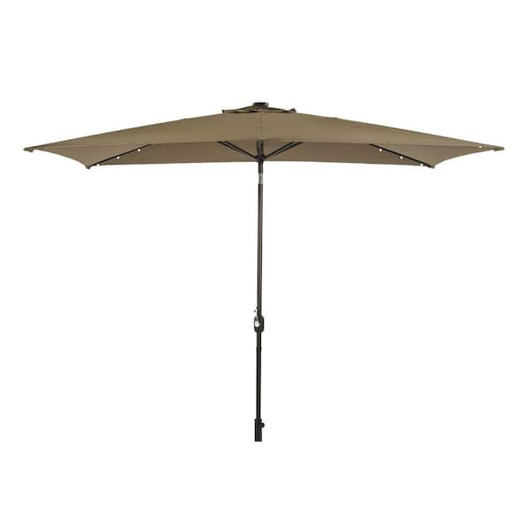 Unbranded 10 ft. x 6.5 ft. Aluminum Market Patio Umbrella with LED Light in Topology