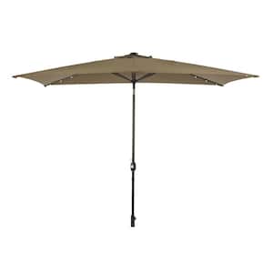 Outdoor 10 ft. x 6.5 ft. Market Solar Tilt Patio Umbrella in Taupe with Crank