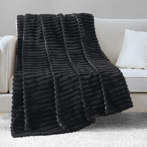 Plush best sale black blanket