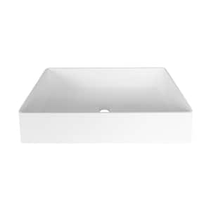21.5 in. L x 13.7 in. W x 4.9 in. H White Man-Made Stone Rectangular Bathroom Wash Basin with Solid Surface