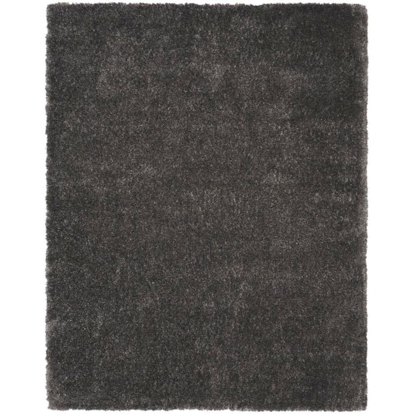 Nourison Dreamy Shag Grey 7 ft. x 9 ft. All-over design Contemporary Area Rug