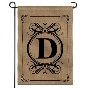 12.5 in. x 18 in. Classic Monogram Letter D Double-Sided Garden Flag, Family Last Name Initial Yard Flags