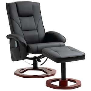 Black PU Leather 10 Vibration Points and 5 Massage Mode Electric Reclining Massage Chair with Ottoman