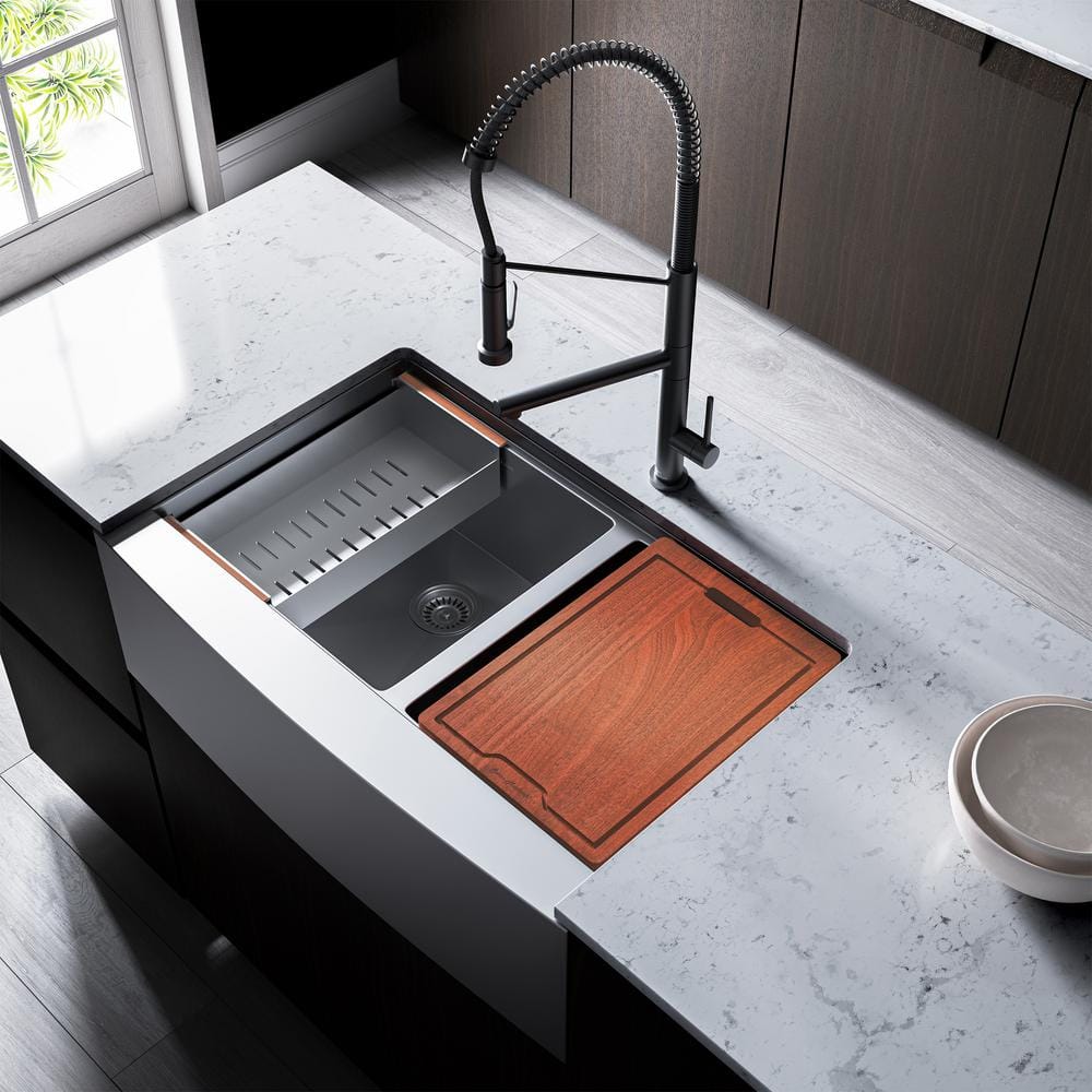 Rivage 33'' Stainless Steel Dual Basin Apron Kitchen Sink
