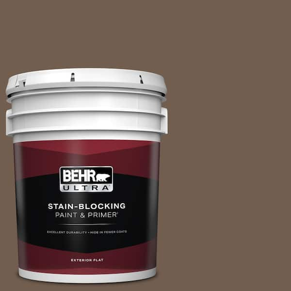 BEHR ULTRA 5 gal. #PPF-52 Rich Brown Flat Exterior Paint & Primer