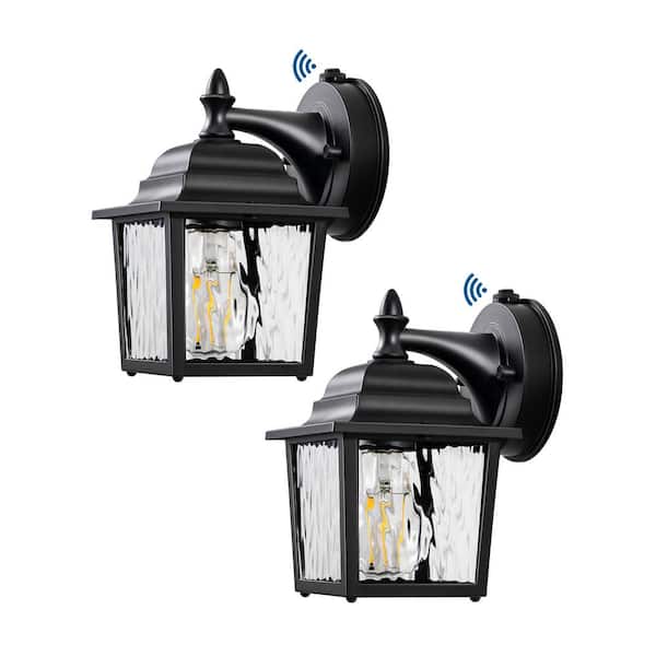 DEWENWILS Matte Black Dusk to Dawn Outdoor Hardwired Wall Light with No Bulbs Included 2-Pack
