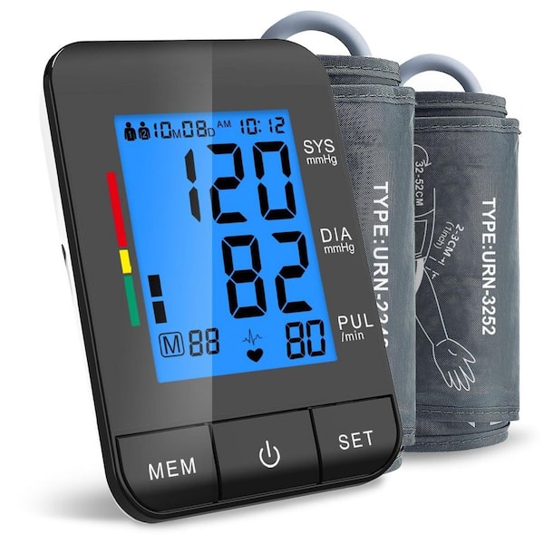 Accurate Digital BP Machine, Automatic Blood Pressure Monitor with Large Backlit LCD Display, XL Cuff and M/L Cuff