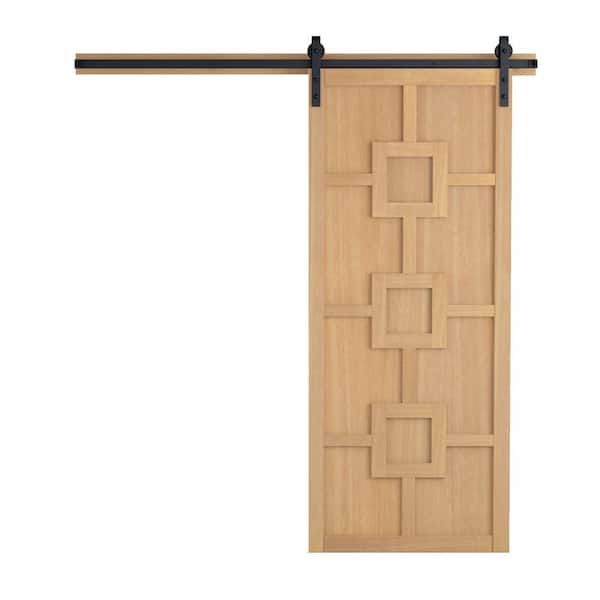 VeryCustom 36 in. x 84 in. Mod Squad Sands Wood Sliding Barn Door with Hardware Kit