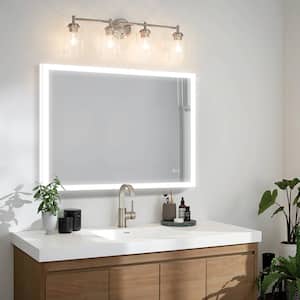 40 in. W x 32 in. H Rectangular Frameless LED Lighted Anti-Fog Wall Mounted Bathroom Vanity Mirror