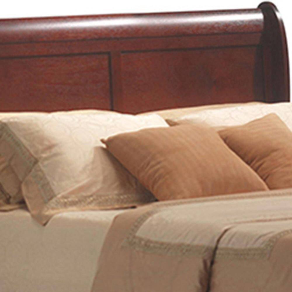Cherry Brown Twin Size Traditional Wood Sleigh Bed