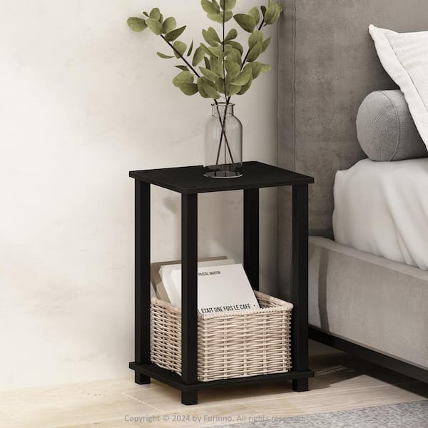 Furinno Simplistic Espresso/Black 13.4 in. W Nightstand
