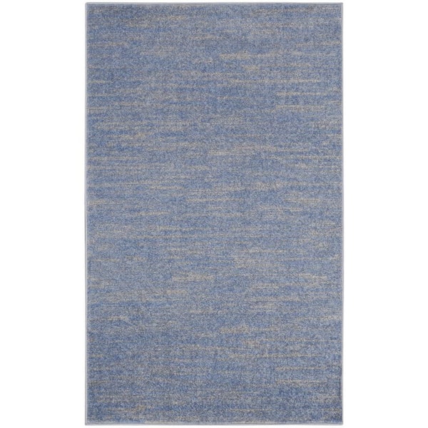 Blue, Gray 3 ft. x 5 ft. Woven Polypropylene Indoor/Outdoor Area Rug