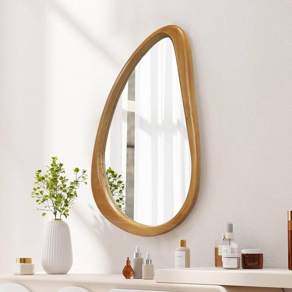 Natural Wood Framed 20 in. W x 30 in. H Bathroom Vanity Mirror