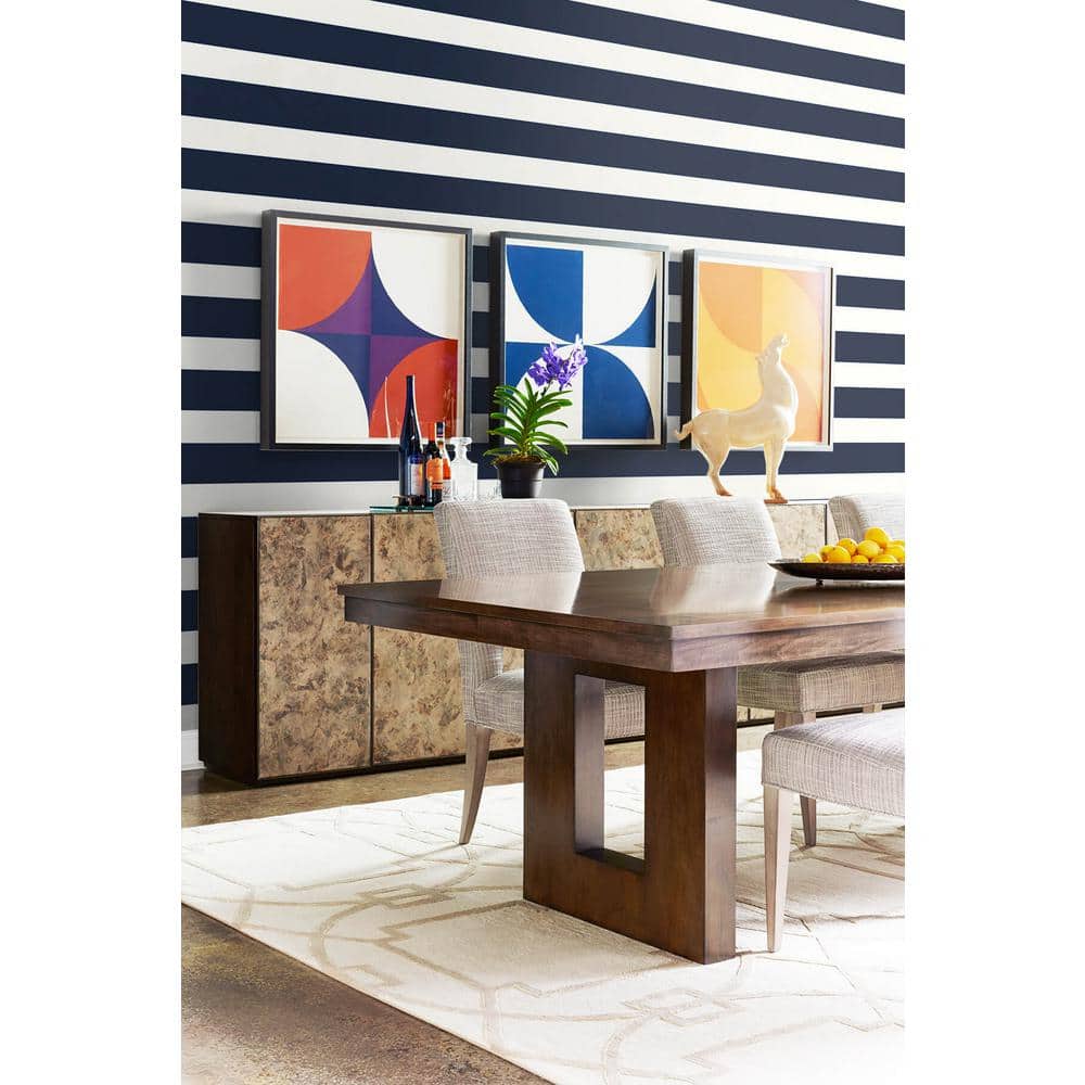 Midnight Blue and White Striped Peel & Stick Vinyl Wallpaper
