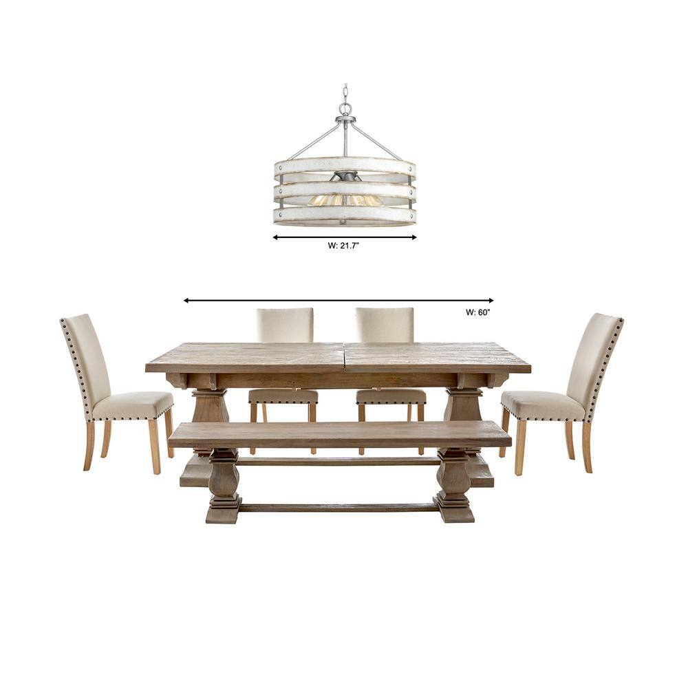 Gray and Whitewashed Faux Wood Drum Pendant Light