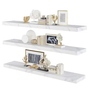 31.5 in. W x 7.6 in. D White Wall Mounted Shelves with Invisible Brackets Decorative Wall Shelf for Living Room (3-Pack)