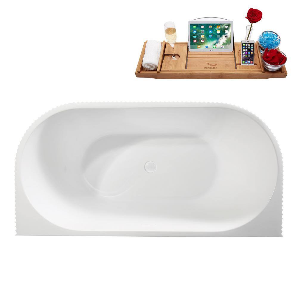 58.5" Glossy White Acrylic Freestanding Double Slipper Tub