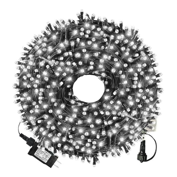 Lukyamzn 300 Lights 105 ft. Indoor/Outdoor Plug-in LED Fairy Christmas String Lights, 8 Modes for Garden & Wedding, Cool White