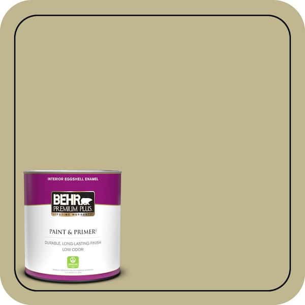 BEHR PREMIUM PLUS 1 qt. #ICC-68 Minced Ginger Eggshell Enamel Low Odor Interior Paint & Primer
