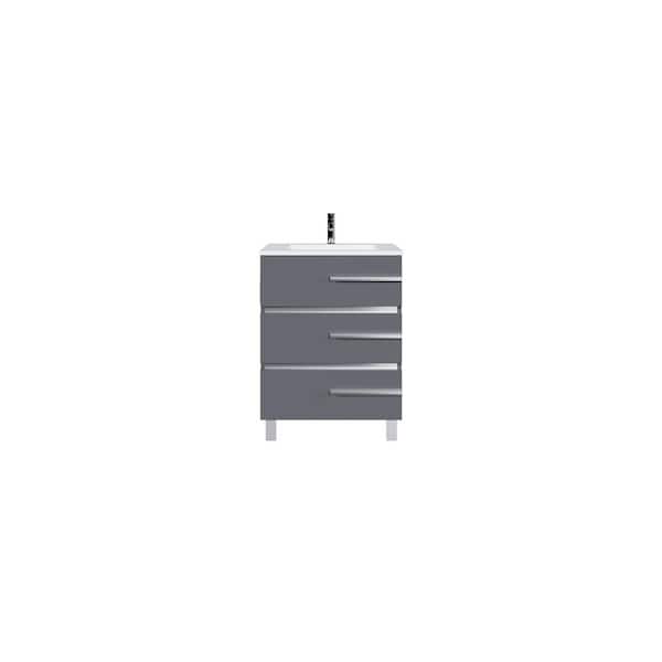 Deluxe 32 in. Single Sink Gray Bath Vanity with White Porcelain Top (Assembled)