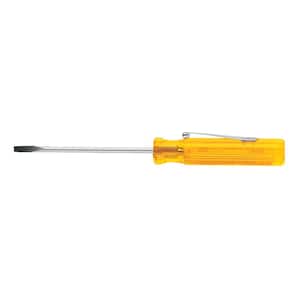 1/8 in. Keystone-Tip Pocket Clip Flat Head Screwdriver with 2 in. Round Shank