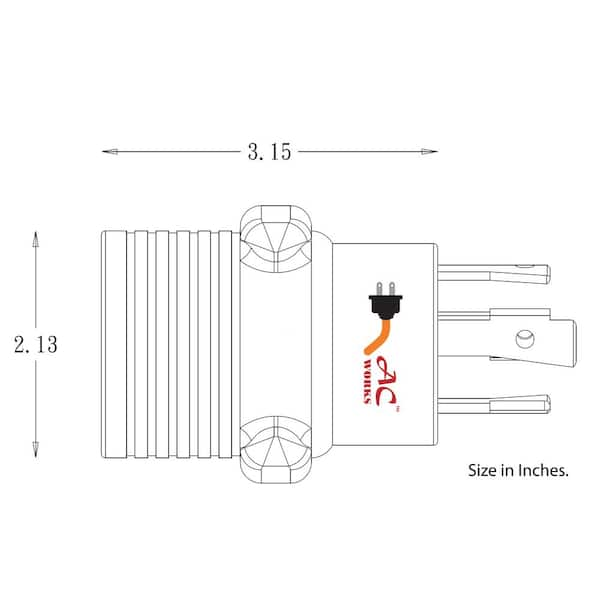 AC WORKS Locking Adapter NEMA L14-30P 30 Amp 125/250-Volt 4-Prong