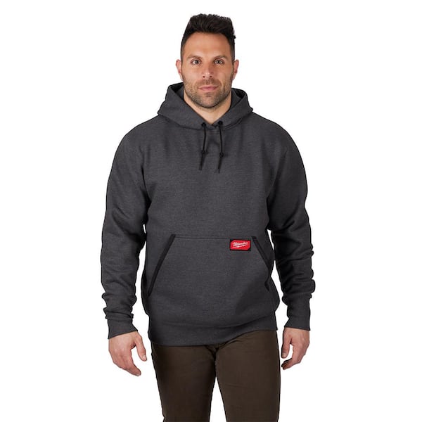 Milwaukee Men's Large Gray Heavy Duty Cotton/Polyester Long-Sleeve Pullover Hoodie
