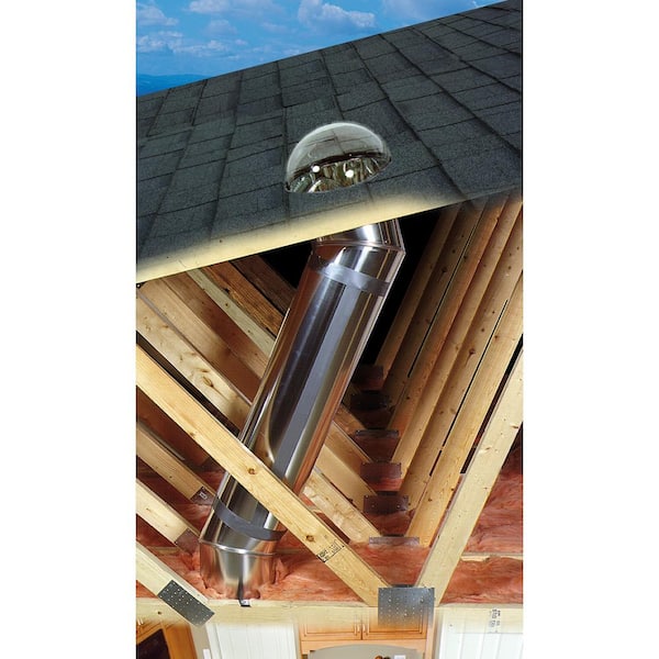 14 in. Impact Self Flashing Tubular Skylight Kit with Rigid Tunnel and Seamless Polycarbonate Insulated Dome