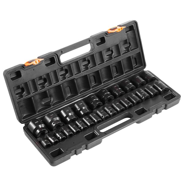 Impact Socket Set 1/2 in. 26 Piece Impact Sockets, Shallow Socket, 6-Point Sockets, Rugged Construction