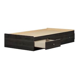 Zach Mates Bed with 3 Drawers, Gray Oak