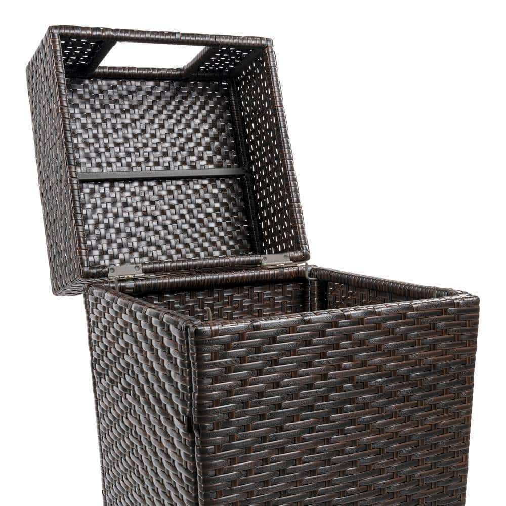 Keaton Brown 24.13-Gallon Wicker and Metal Outdoor Trash Can