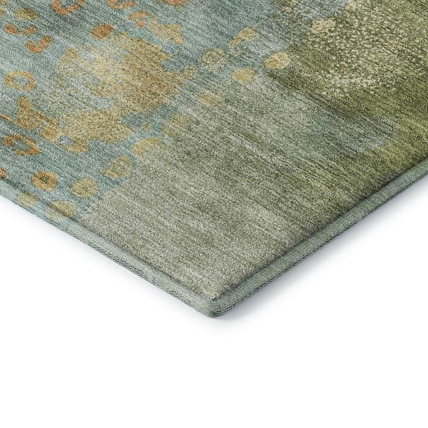 Mayfield Premium Machine Washable Abstract AMF2127 Green 5 ft. x 7 ft. 6 in. Area Rug
