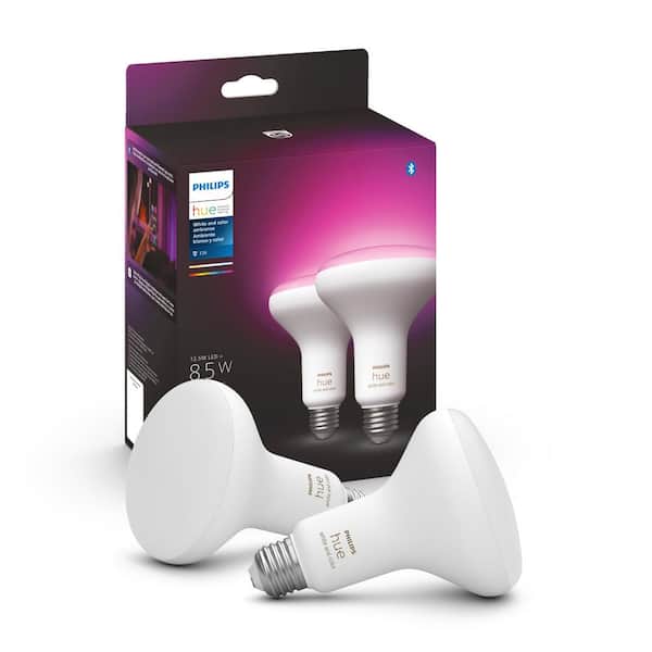Philips Hue 85-Watt Equivalent BR30 Smart LED Color Changing Light Bulb with Bluetooth (4-Pack)