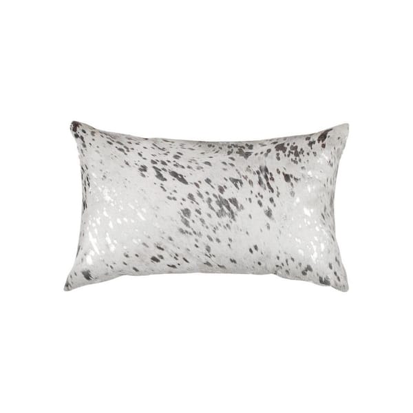 HomeRoots Gray, Silver Abstract Polyester 12 in. x 20 in. Throw Pillow Set of 2