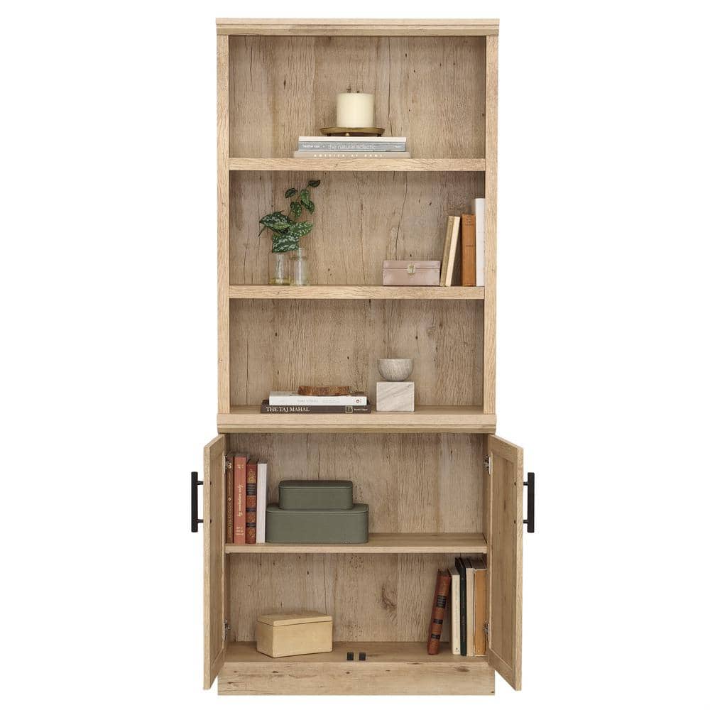 Prime Oak Adjustable Kids Bookcase with Black Hardware