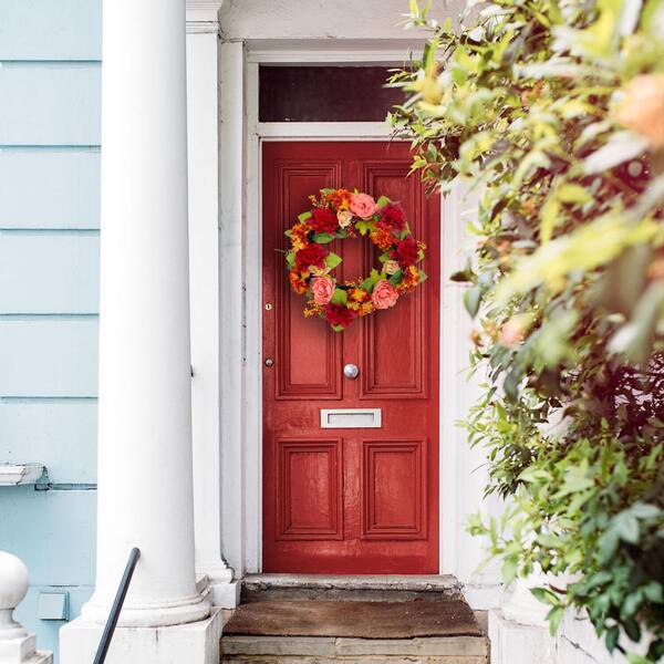 Fraser Hill Farm 24 In Artificial Spring Wreath With Dahlias And Peonies Ff024spwr001 0mlt The Home Depot