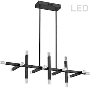 Francesca 16-Light Dimmable Integrated LED Matte Black Branch Shape Chandelier for Dining