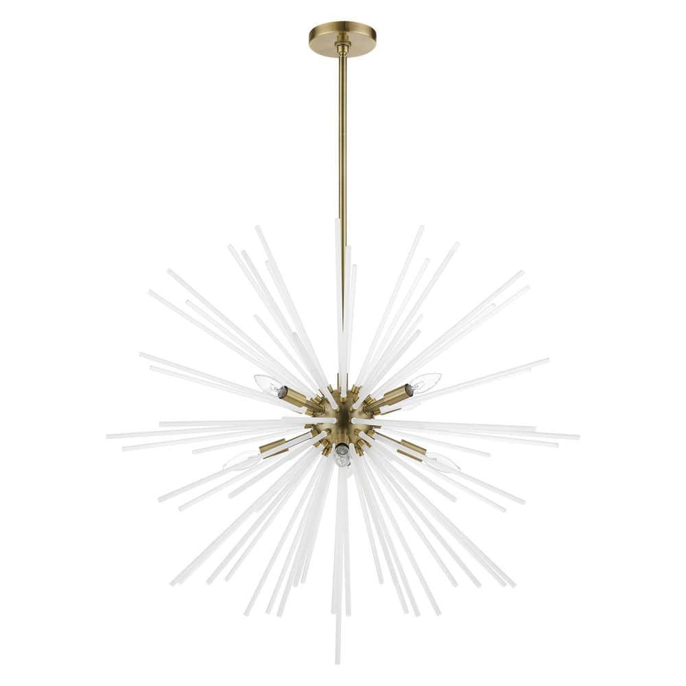 Uptown Antique Brass Large Foyer 8-Light Chandelier